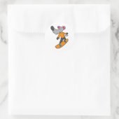 Muis als Snowboarder met Snowboard Ronde Sticker (Tas)