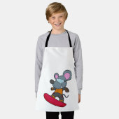 Muis als Snowboarder met Snowboard Schort (Gedragen)