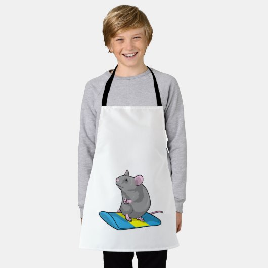 Muis als Snowboarder met Snowboard Schort (Gedragen)