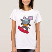 Muis als Snowboarder met Snowboard T-shirt (Voorkant)