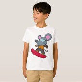 Muis als Snowboarder met Snowboard T-shirt (Voorkant volledig)