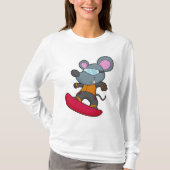 Muis als Snowboarder met Snowboard T-shirt (Voorkant)