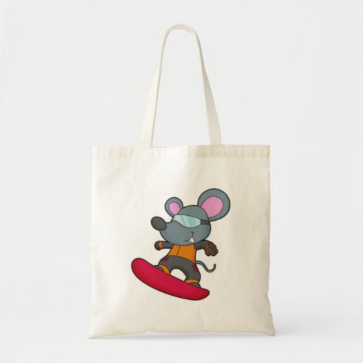 Muis als Snowboarder met Snowboard Tote Bag (Voorkant)