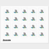 Muis als Snowboarder met Snowboard Vierkante Sticker (Vel)