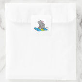 Muis als Snowboarder met Snowboard Vierkante Sticker (Tas)