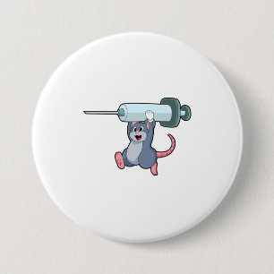 Muis als verpleegster met spuit.PNG Ronde Button 7,6 Cm