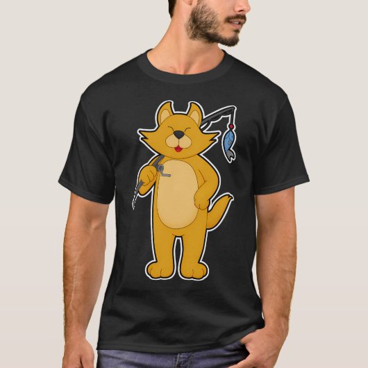 Muis als visser met hengel t-shirt (Voorkant)