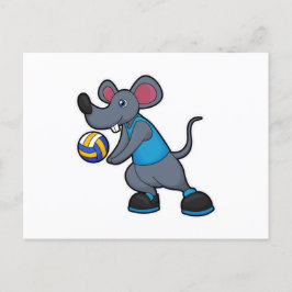Muis als Volleybalspeler met Volleybal Briefkaart