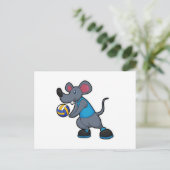 Muis als volleybalspeler met volleybal briefkaart (Staand voorkant)