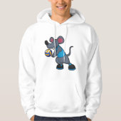 Muis als volleybalspeler met volleybal hoodie (Voorkant)