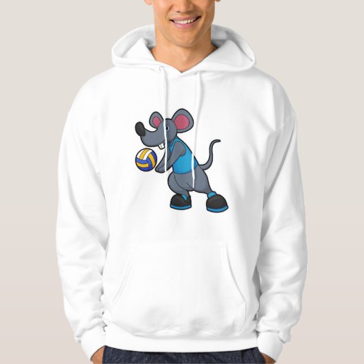 Muis als volleybalspeler met volleybal hoodie (Voorkant)