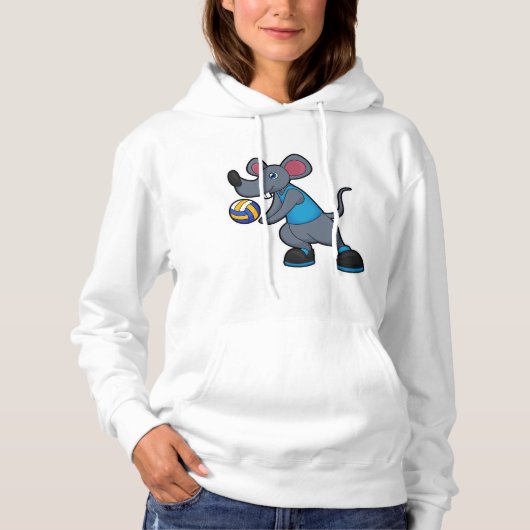 Muis als volleybalspeler met volleybal hoodie (Voorkant)