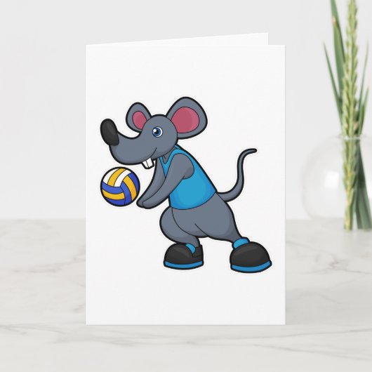 Muis als volleybalspeler met volleybal kaart (Voorkant)