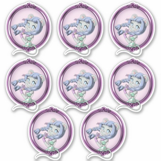 Muis anime meisje sticker (Voorkant)