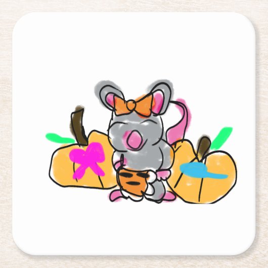 Muis baby onthult herfst kartonnen onderzetters (Voorkant)