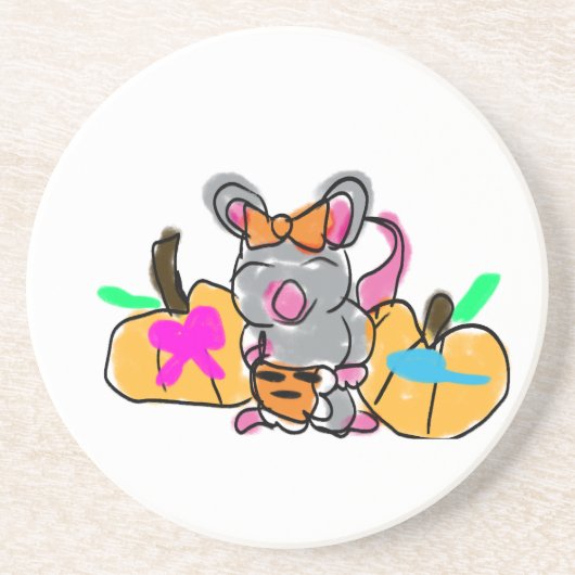 Muis baby onthult herfst zandsteen onderzetter (Voorkant)