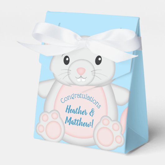 Muis Baby shower blauw Bedankdoosjes (Voorkant Zijde)