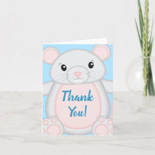 Muis Baby shower blauw Bedankkaart