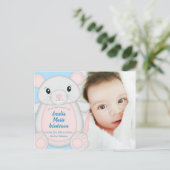 Muis Baby shower blauw Briefkaart (Staand voorkant)
