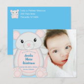 Muis Baby shower blauw Briefkaart (Voorkant / Achterkant)