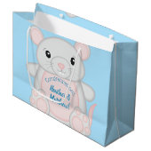 Muis Baby shower blauw Groot Cadeauzakje (Voorkant Gekanteld)