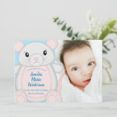 Muis Baby shower blauw Kaart (Staand voorkant)