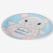 Muis Baby shower blauw Papieren Bordje (Gekanteld)