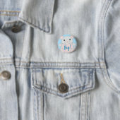 Muis Baby shower blauw Ronde Button 3,2 Cm (In situ)