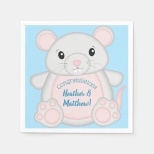 Muis Baby shower blauw Servet