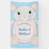 Muis Baby shower blauw Spandoek (Verticaal)