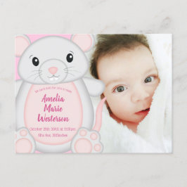 Muis Baby shower roze Briefkaart