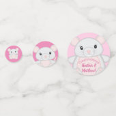Muis Baby shower roze Confetti (Voorkanten)