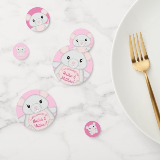 Muis Baby shower roze Confetti (Groep)