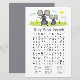 Muis Baby shower Word Search Game