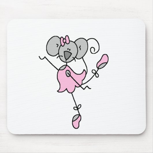 Muis Ballerina Stick Figuur Mousepad Muismat (Voorkant)