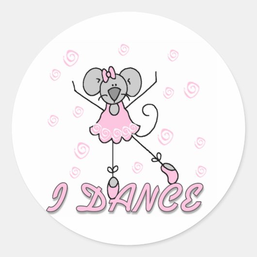 Muis Ballet I Dance Ronde Sticker (Voorkant)