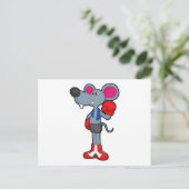 Muis bij boksen met boks handschoenen briefkaart (Staand voorkant)