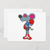 Muis bij boksen met boks handschoenen briefkaart (Voorkant / Achterkant)