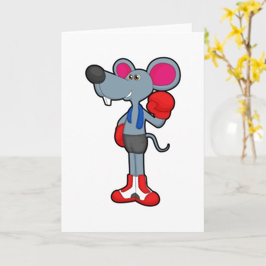 Muis bij boksen met boks handschoenen kaart (Gele Bloem)