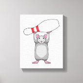 Muis bij Bowling met Bowling-pin Canvas Afdruk (Voorkant)