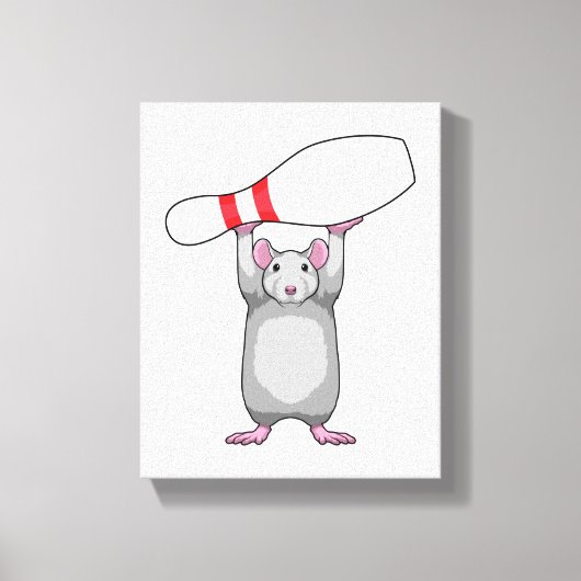 Muis bij Bowling met Bowling-pin Canvas Afdruk (Voorkant)