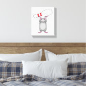 Muis bij Bowling met Bowling-pin Canvas Afdruk (Insitu (Slaapkamer))