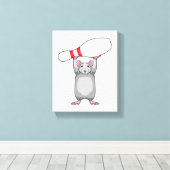 Muis bij Bowling met Bowling-pin Canvas Afdruk (Insitu (Houten vloer))