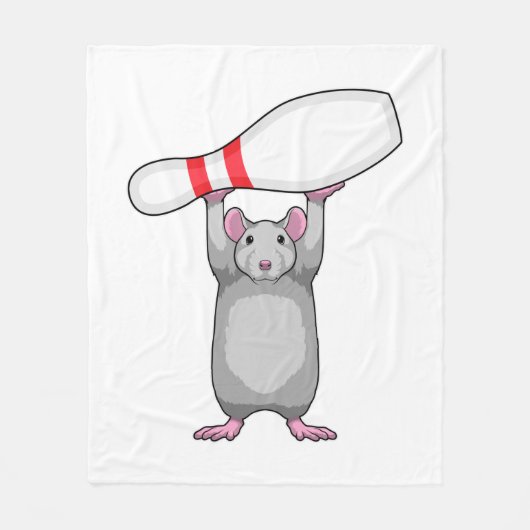 Muis bij Bowling met Bowling-pin Fleece Deken (Voorkant)