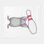 Muis bij Bowling met Bowling-pin Fleece Deken (Voorkant (Horizontaal))