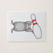 Muis bij Bowling met Bowling-pin Legpuzzel (Horizontaal)