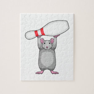 Muis bij Bowling met Bowling-pin Legpuzzel