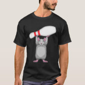 Muis bij Bowling met Bowling-pin T-shirt (Voorkant)