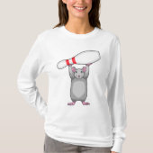 Muis bij Bowling met Bowling-pin T-shirt (Voorkant)