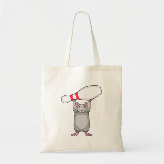 Muis bij Bowling met Bowling-pin Tote Bag (Voorkant)